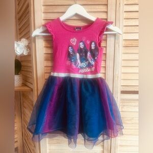 DISNEY Descendants 3 Girls Dress with Tulle Skirt, Pink and Purple, Size 6/6X